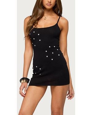 Edikted Milta Button Flower Knit Mini Dress - Black