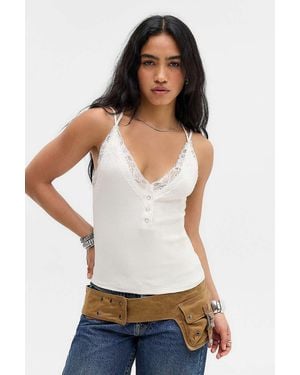 BDG Soft Crush Lace Cami - White