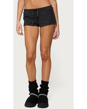 Edikted Teddy Waffle Shorts - Black