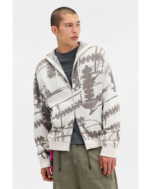 Urban Outfitters Uo Ecru Screw Pattern Knit Hoodie - Grey