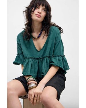 Urban Outfitters Uo Brooke Babydoll Blouse - Green