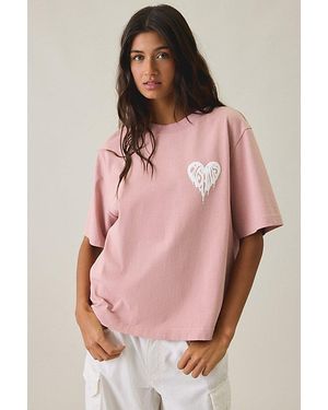AllSaints Lisa Trip Graphic Boxy Tee - Pink