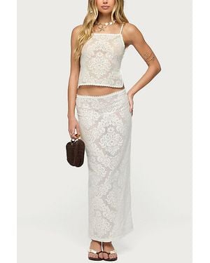 Edikted Violette Sheer Lace Tie Back Top - Natural