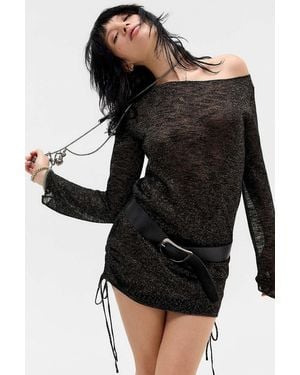 Silence + Noise Silence + Noise Lotus Metallic Knit Mini Dress - Black