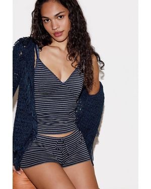 Out From Under Demi Stripe Hotpant Shorts - Blue
