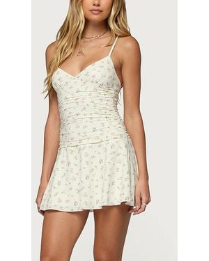 Edikted Lushia Floral Ruched Mini Dress - White