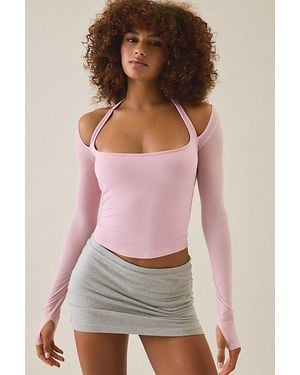 Out From Under Bec Mesh Long Sleeve Shrug Top - Pink