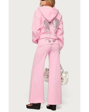 Edikted Angel Energy Sequin Foldover Pants - Pink