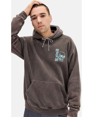 Urban Outfitters Uo Brown Skull Grunge Hoodie - Grey