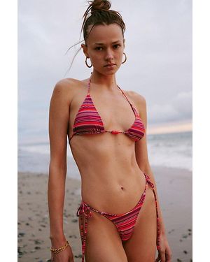 Motel Lentra Beaded Side-Tie Bikini Bottom - Red