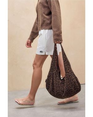 BDG Flo Leopard Slouch Canvas Tote Bag - Brown