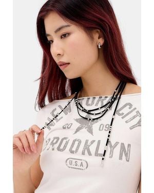 Silence + Noise Silence + Noise Black Beaded Wrap Choker Necklace - Natural