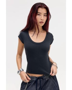 BDG Off Duty Rib Short Sleeve T-shirt - Black