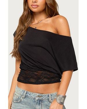 Edikted Michy Off Shoulder Lacey Top - Black