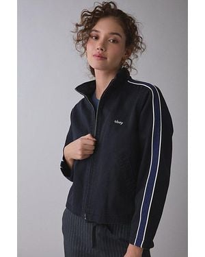 Obey Astrid Stripe Full-Zip Denim Jacket - Blue