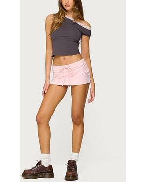 Edikted Contrast Lace Asymmetric Off Shoulder Top - Multicolor