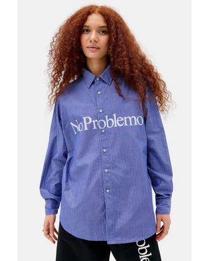 No Problemo Blue Long Sleeve Poplin Shirt - Purple