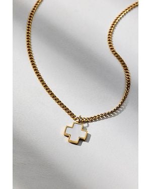 Urban Outfitters Mother Of Pearl & Stainless Steel Cross Pendant Necklace - Metallic