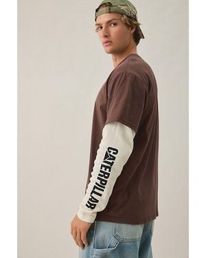 Caterpillar Cat Double Layer Long Sleeve Tee - Brown