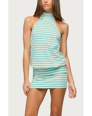 Edikted Milah Striped Halter Neck Mini Dress - Blue