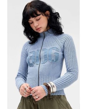 BDG Zip-through Knit Track Top - Blue