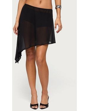 Edikted Irenah Asymmetric Sheer Chiffon Midi Skirt - Black