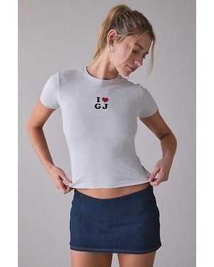 Guess I Heart Gj Graphic Short Sleeve Baby Tee - Gray