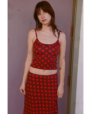 RAT BOI Scoop Back Lace Trim Cami - Red