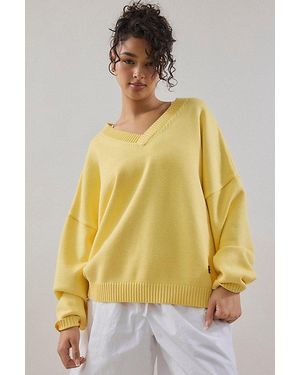 Fila X Hailey V-Neck Knit Sweater - Yellow