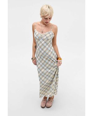 Motel Naska Check Midi Dress - White