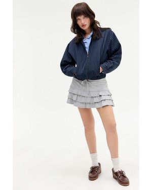 Archive At Uo Grey Rib Mini Rara Skirt - Blue