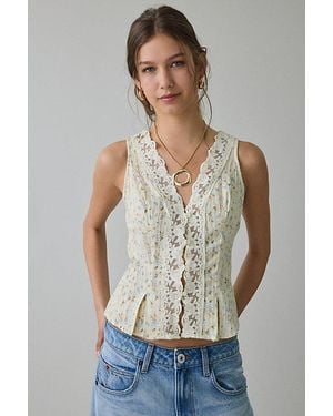 Kimchi Blue Aurelia Lace Trim Sleeveless Blouse - Gray