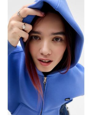 iets frans... Scuba Crop Zip-through Hoodie - Blue