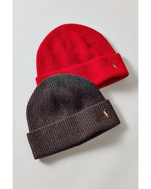 Polo Ralph Lauren Signature Logo Cuff Beanie - Red