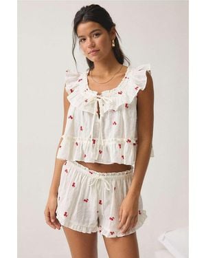 Out From Under Love Letter Blouse & Shorts Set - White