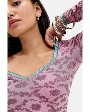 Out From Under Tammy Seamless Textured Long Sleeve Top - Purple