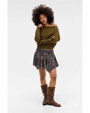 Silence + Noise Silence + Noise Selina Textured Asymmetric Mini Skirt - Grey