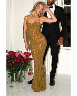 Miss Circle Ulani Burnout Velvet Mesh Maxi Dress - Metallic