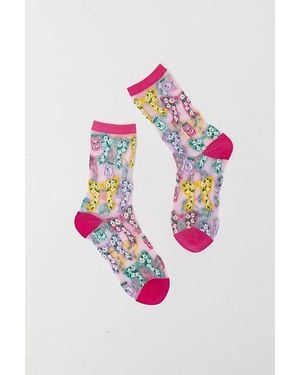 Sock Candy Bows And Jam Shimmer Sheer Sock - Pink