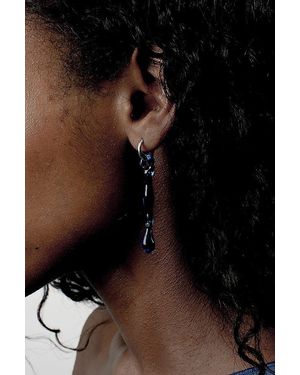 rain and rivers Handmade Water Droplet Glass Earrings - Black