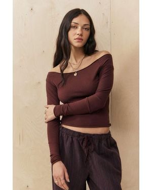 Urban Outfitters Uo Boat Neck Top - Brown