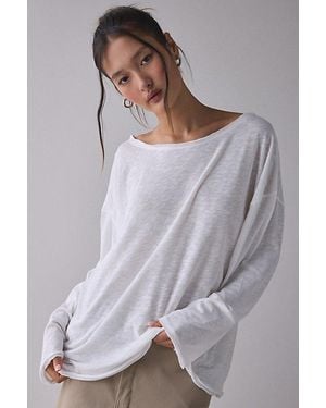 BDG Kurt Off-The-Shoulder Long Sleeve Tee - Gray