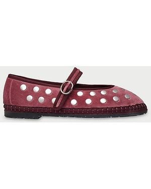 Flabelus Mae Studded Mary Janes Shoe - Red