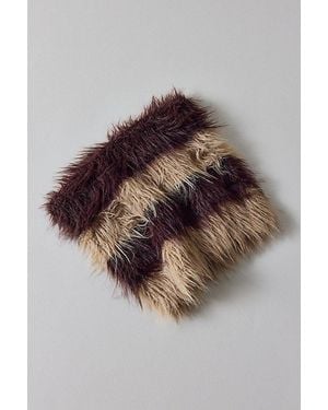 Urban Outfitters Mylo Hairy Stripe Faux Fur Beanie - Brown