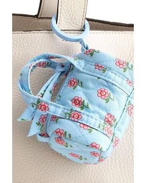 Vera Bradley Quilted Cotton Mini Duffel Bag Keychain - Blue