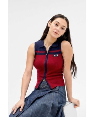 iets frans... Sleeveless Zip-through Cardigan - Red