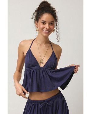 Out From Under Summer Love Open-Back Flyaway Halter Top - Blue