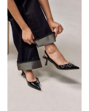 Urban Outfitters Uo Buckle Sling Back Heels - Black