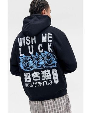 Urban Outfitters Uo Black Wish Me Luck Hoodie - Blue