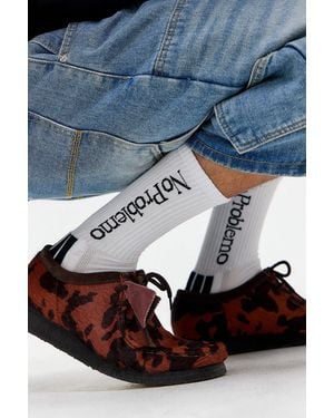 No Problemo White Socks - Blue